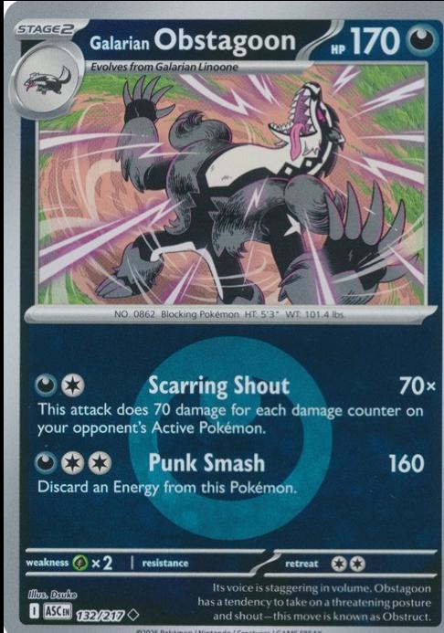 Ascended Heroes Galarian Obstagoon [Energy] Pokémon card